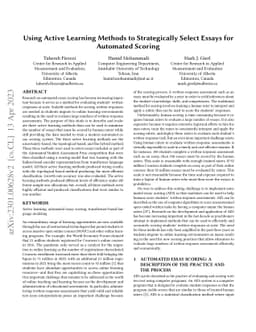 Using Active Learning Methods to Strategically Select Essays for
  Automated Scoring