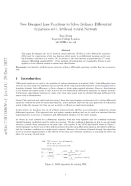 New Designed Loss Functions to Solve Ordinary Differential Equations
  with Artificial Neural Network