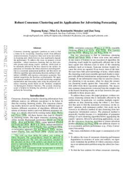 Robust Consensus Clustering and its Applications for Advertising
  Forecasting