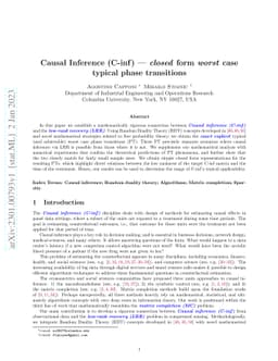 Causal Inference (C-inf) -- closed form worst case typical phase
  transitions