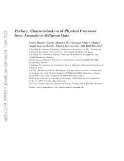 Preface: Characterisation of Physical Processes from Anomalous Diffusion
  Data