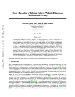 Deep Clustering of Tabular Data by Weighted Gaussian Distribution
  Learning
