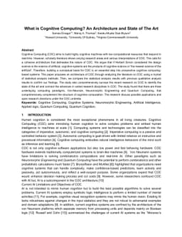 What is Cognitive Computing? An Architecture and State of The Art