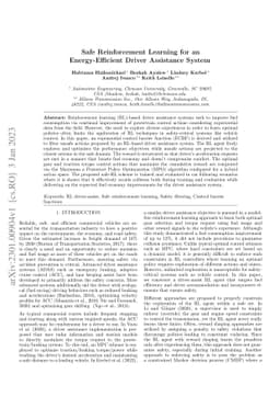 Safe Reinforcement Learning for an Energy-Efficient Driver Assistance
  System