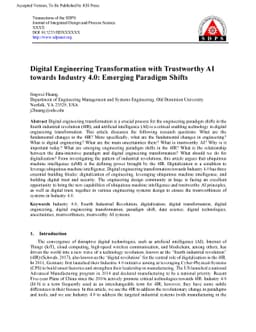 Digital Engineering Transformation with Trustworthy AI towards Industry
  4.0: Emerging Paradigm Shifts