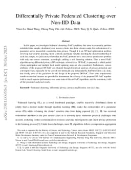 Differentially Private Federated Clustering over Non-IID Data