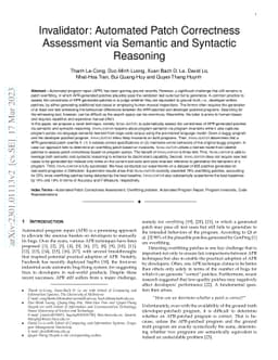 Invalidator: Automated Patch Correctness Assessment via Semantic and
  Syntactic Reasoning