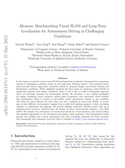 4Seasons: Benchmarking Visual SLAM and Long-Term Localization for
  Autonomous Driving in Challenging Conditions