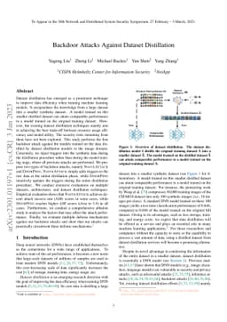 Backdoor Attacks Against Dataset Distillation