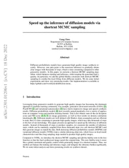 Speed up the inference of diffusion models via shortcut MCMC sampling
