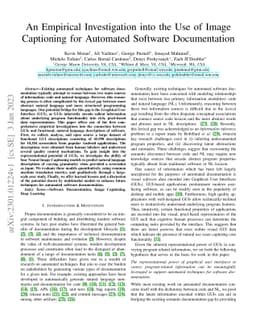 An Empirical Investigation into the Use of Image Captioning for
  Automated Software Documentation