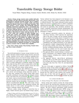 Transferable Energy Storage Bidder