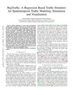 RegTraffic: A Regression Based Traffic Simulator for Spatiotemporal
  Traffic Modeling, Simulation and Visualization