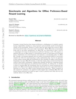 Benchmarks and Algorithms for Offline Preference-Based Reward Learning