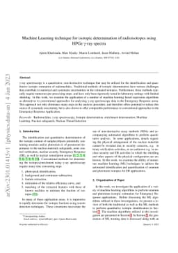 Machine Learning technique for isotopic determination of radioisotopes
  using HPGe $\mathrmγ$-ray spectra