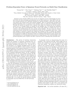 Problem-Dependent Power of Quantum Neural Networks on Multi-Class
  Classification