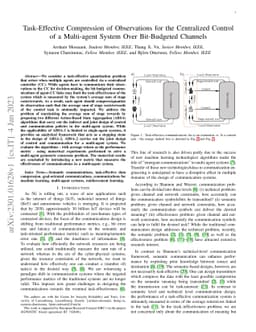 Task-Effective Compression of Observations for the Centralized Control
  of a Multi-agent System Over Bit-Budgeted Channels
