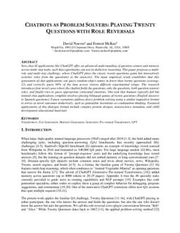 Chatbots as Problem Solvers: Playing Twenty Questions with Role
  Reversals
