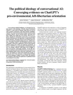The political ideology of conversational AI: Converging evidence on
  ChatGPT's pro-environmental, left-libertarian orientation
