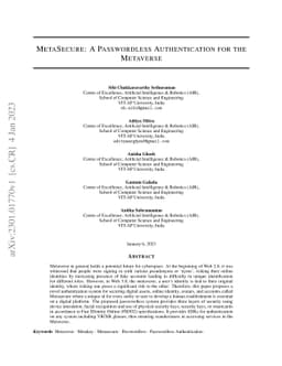 MetaSecure: A Passwordless Authentication for the Metaverse