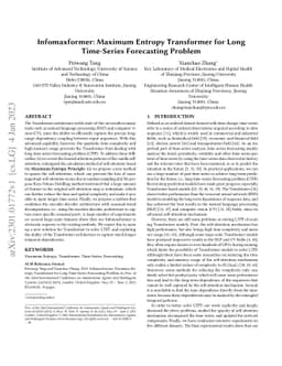 Infomaxformer: Maximum Entropy Transformer for Long Time-Series
  Forecasting Problem