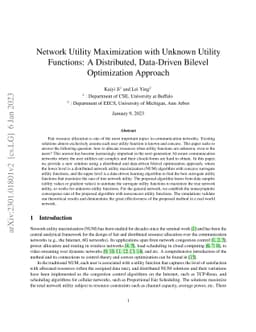 Network Utility Maximization with Unknown Utility Functions: A
  Distributed, Data-Driven Bilevel Optimization Approach
