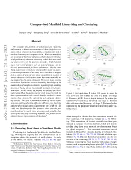 Unsupervised Manifold Linearizing and Clustering