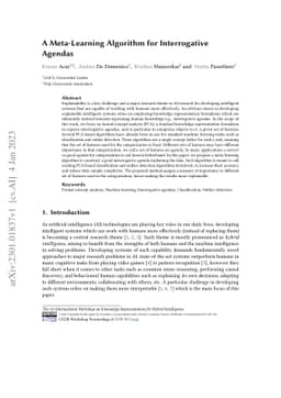 A Meta-Learning Algorithm for Interrogative Agendas