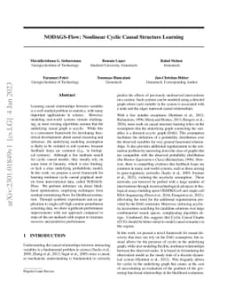 NODAGS-Flow: Nonlinear Cyclic Causal Structure Learning