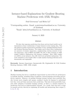 Instance-based Explanations for Gradient Boosting Machine Predictions
  with AXIL Weights