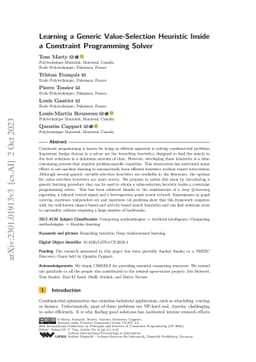 Learning a Generic Value-Selection Heuristic Inside a Constraint
  Programming Solver