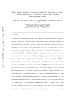 Plant species richness prediction from DESIS hyperspectral data: A comparison study on feature extraction procedures and regression models