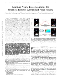 Learning Neural Force Manifolds for Sim2Real Robotic Symmetrical Paper
  Folding