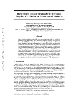 Randomized Message-Interception Smoothing: Gray-box Certificates for
  Graph Neural Networks