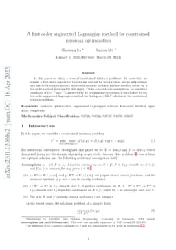A first-order augmented Lagrangian method for constrained minimax
  optimization