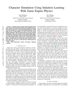 Character Simulation Using Imitation Learning With Game Engine Physics