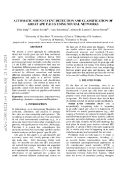 Automatic Sound Event Detection and Classification of Great Ape Calls
  Using Neural Networks