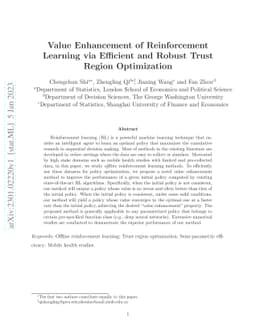 Value Enhancement of Reinforcement Learning via Efficient and Robust
  Trust Region Optimization
