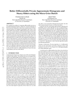 Better Differentially Private Approximate Histograms and Heavy Hitters using the Misra-Gries Sketch