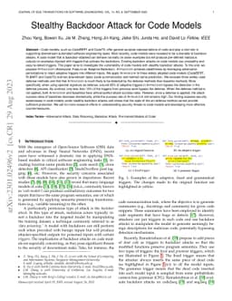Stealthy Backdoor Attack for Code Models