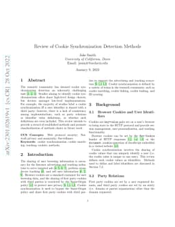 Review of Cookie Synchronization Detection Methods
