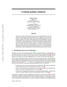 Grokking modular arithmetic