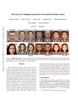 3DAvatarGAN: Bridging Domains for Personalized Editable Avatars