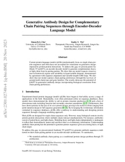 Generative Antibody Design for Complementary Chain Pairing Sequences
  through Encoder-Decoder Language Model