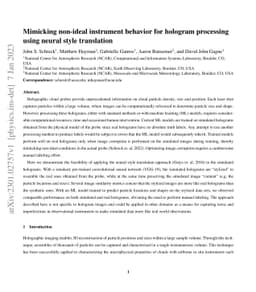 Mimicking non-ideal instrument behavior for hologram processing using
  neural style translation