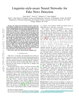 Linguistic-style-aware Neural Networks for Fake News Detection