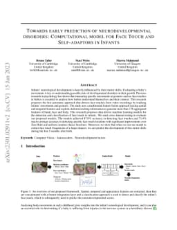 Towards early prediction of neurodevelopmental disorders: Computational
  model for Face Touch and Self-adaptors in Infants