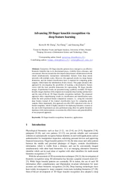 Advancing 3D finger knuckle recognition via deep feature learning