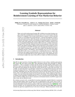 Learning Symbolic Representations for Reinforcement Learning of
  Non-Markovian Behavior
