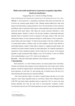 Multi-scale multi-modal micro-expression recognition algorithm based on
  transformer